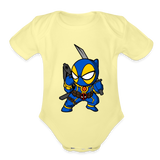 Character #101  Organic Short Sleeve Baby Bodysuit - washed yellow