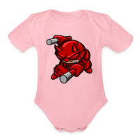 Character #102  Organic Short Sleeve Baby Bodysuit - light pink