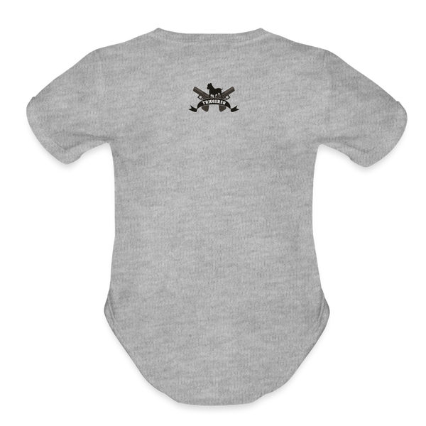 Character #102  Organic Short Sleeve Baby Bodysuit - heather grey