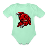 Character #102  Organic Short Sleeve Baby Bodysuit - light mint