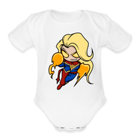 Character #104  Organic Short Sleeve Baby Bodysuit - white