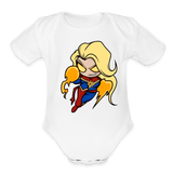 Character #104  Organic Short Sleeve Baby Bodysuit - white