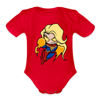Character #104  Organic Short Sleeve Baby Bodysuit - red