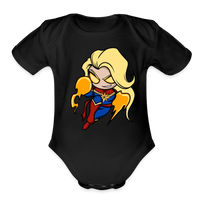 Character #104  Organic Short Sleeve Baby Bodysuit - black