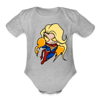 Character #104  Organic Short Sleeve Baby Bodysuit - heather grey