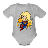 Character #104  Organic Short Sleeve Baby Bodysuit - heather grey