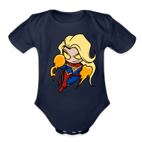 Character #104  Organic Short Sleeve Baby Bodysuit - dark navy