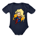 Character #104  Organic Short Sleeve Baby Bodysuit - dark navy