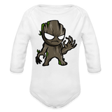 Character #105  Organic Long Sleeve Baby Bodysuit - white