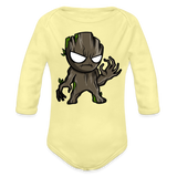 Character #105  Organic Long Sleeve Baby Bodysuit - washed yellow