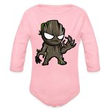 Character #105  Organic Long Sleeve Baby Bodysuit - light pink