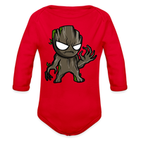 Character #105  Organic Long Sleeve Baby Bodysuit - red