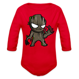 Character #105  Organic Long Sleeve Baby Bodysuit - red