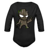 Character #105  Organic Long Sleeve Baby Bodysuit - black