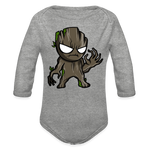 Character #105  Organic Long Sleeve Baby Bodysuit - heather grey