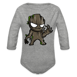 Character #105  Organic Long Sleeve Baby Bodysuit - heather grey