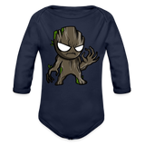 Character #105  Organic Long Sleeve Baby Bodysuit - dark navy