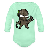 Character #105  Organic Long Sleeve Baby Bodysuit - light mint