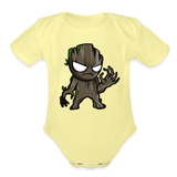 Character #105  Organic Short Sleeve Baby Bodysuit - washed yellow