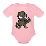 Character #105  Organic Short Sleeve Baby Bodysuit - light pink