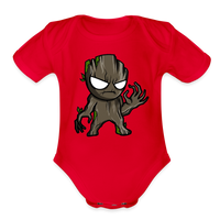 Character #105  Organic Short Sleeve Baby Bodysuit - red