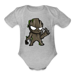 Character #105  Organic Short Sleeve Baby Bodysuit - heather grey
