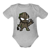Character #105  Organic Short Sleeve Baby Bodysuit - heather grey