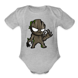 Character #105  Organic Short Sleeve Baby Bodysuit - heather grey