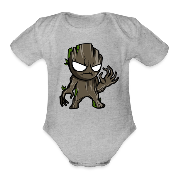 Character #105  Organic Short Sleeve Baby Bodysuit - heather grey