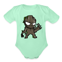 Character #105  Organic Short Sleeve Baby Bodysuit - light mint