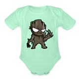 Character #105  Organic Short Sleeve Baby Bodysuit - light mint