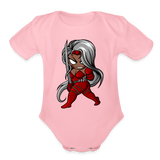 Character #106  Organic Short Sleeve Baby Bodysuit - light pink