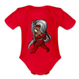 Character #106  Organic Short Sleeve Baby Bodysuit - red