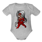 Character #106  Organic Short Sleeve Baby Bodysuit - heather grey