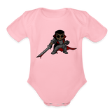 Character #107  Organic Short Sleeve Baby Bodysuit - light pink