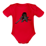 Character #107  Organic Short Sleeve Baby Bodysuit - red