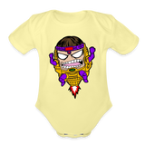 Character #108  Organic Short Sleeve Baby Bodysuit - washed yellow