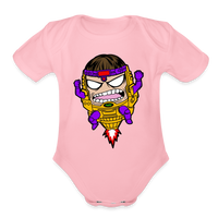 Character #108  Organic Short Sleeve Baby Bodysuit - light pink