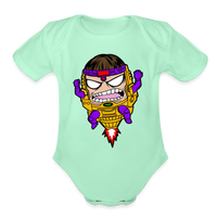 Character #108  Organic Short Sleeve Baby Bodysuit - light mint