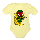 Character #111  Organic Short Sleeve Baby Bodysuit - washed yellow