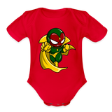 Character #111  Organic Short Sleeve Baby Bodysuit - red