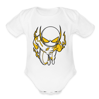 Character #112  Organic Short Sleeve Baby Bodysuit - white