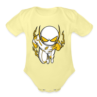 Character #112  Organic Short Sleeve Baby Bodysuit - washed yellow