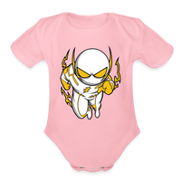 Character #112  Organic Short Sleeve Baby Bodysuit - light pink