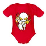 Character #112  Organic Short Sleeve Baby Bodysuit - red
