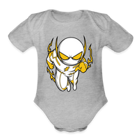 Character #112  Organic Short Sleeve Baby Bodysuit - heather grey