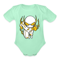 Character #112  Organic Short Sleeve Baby Bodysuit - light mint