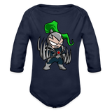 Character #114 Organic Long Sleeve Baby Bodysuit - dark navy