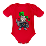Character #114  Organic Short Sleeve Baby Bodysuit - red