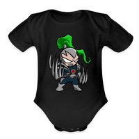 Character #114  Organic Short Sleeve Baby Bodysuit - black